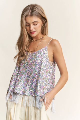 Birthday Cake Sequin Cami with Tassels