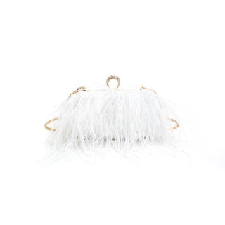 Harlow Feather Evening Bag White - Born To Glam