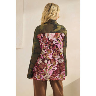 Camo Jacket with Mesh Sequins Contrast