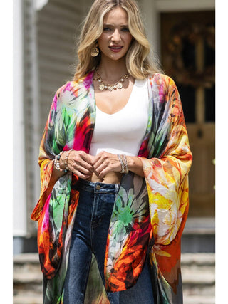 Tango Floral One Sized Kimono Duster product view 4 on a white background