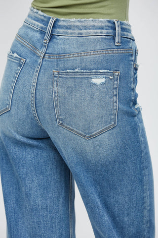 Mica Denim Stretch High Rise Wide Leg Jeans - Born To Glam