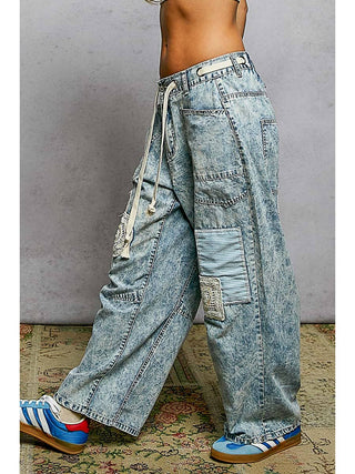 Acid Wash Patchwork Wide Leg Pants duplicate