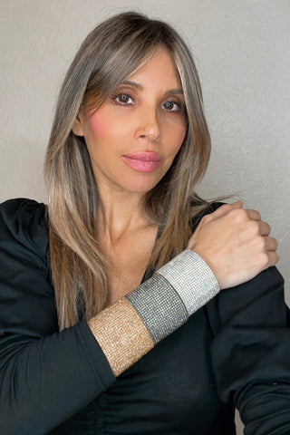 Large Dark Silver Crystal Statement Cuff - Born To Glam