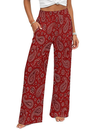 Red Paisley Bandana Wide Leg Pants