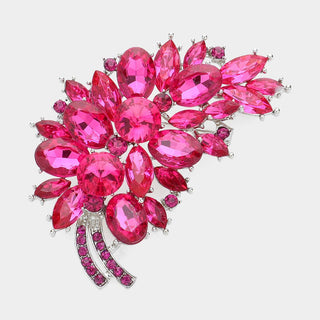Glass Crystal Leaf Pin Brooch - Born To Glam