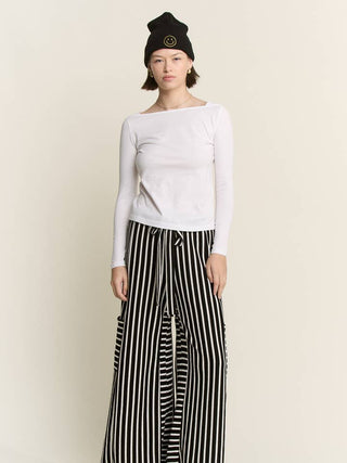 Black Striped Wide Leg Pants