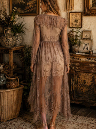 Taupe Floral Lace Robe - Faire photo 2