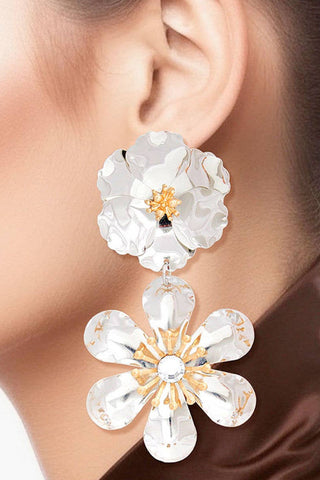Silver 3D Flower Earrings for Women - Born To Glam