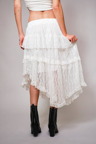 White Sheer Lace Lined Skirt - Born To Glam