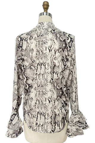 Snake Print Ruffle Blouse - Born To Glam