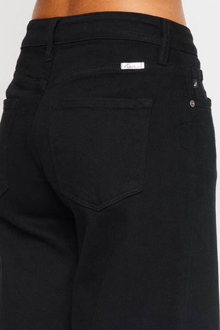 High Rise Black Crop Wide Leg Stretch Jeans - Born To Glam