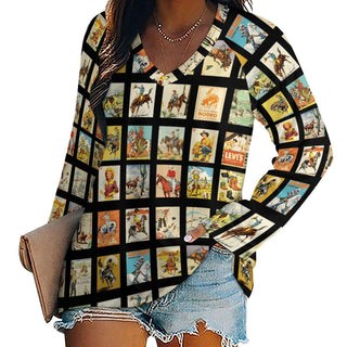 Cowboy Collage Long Sleeve Top