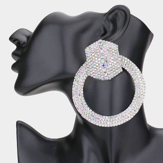 Rhinestone Pave Circle Statement Earrings - Born To Glam