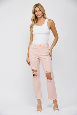 Mica Denim Pink Super High Dad Jean - Born To Glam
