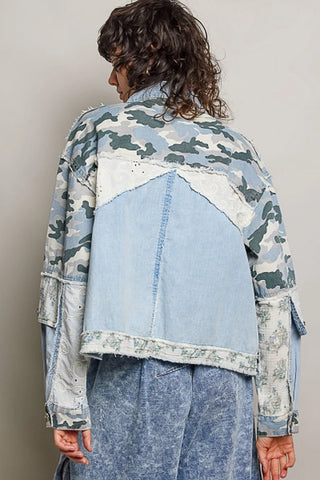 Patchwork Camo Denim Statement Jacket