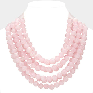 Chunky Bead Layered Faux Leather Magnetic Necklace - Born To Glam