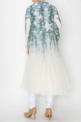 Beige Star Tulle Blazer Cardigan - Born To Glam