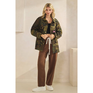 Camo Jacket with Mesh Sequins Contrast