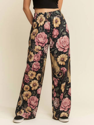 Black Floral Noir Cheetah Pants