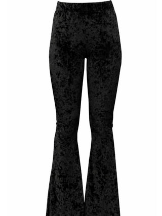 Boho Crushed Black Velvet Bell Bottom Pants Festival Wear