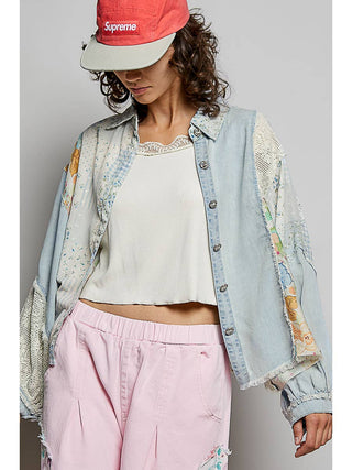 Black Contrast Floral Printed Woven Shirt Top duplicate