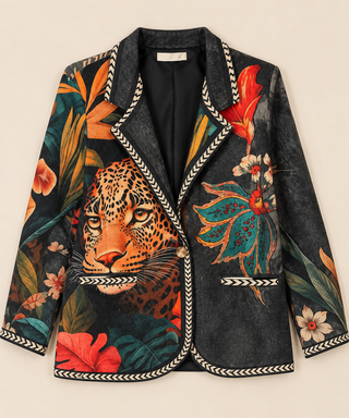 Italian Multicolor Statement Print One Size Blazer