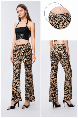 Leopard Print Flare Pants