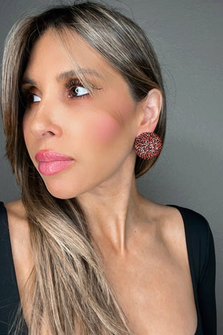 Rust & Black Crystal Sterling Silver Stud Earrings - Born To Glam