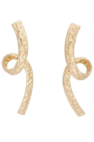 Long Edgy Gold Looped Metal Earrings - Born To Glam