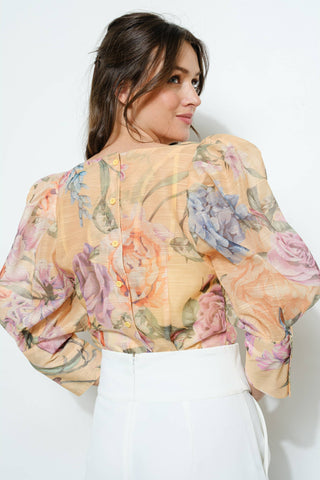 Sheer Floral Puff-Sleeve Blouse - Born To Glam