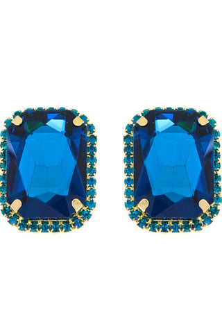 Rhinestone Octagon Cut Crystal Stud Earrings - Born To Glam