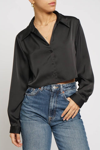 Cropped Satin Blouse - Born To Glam