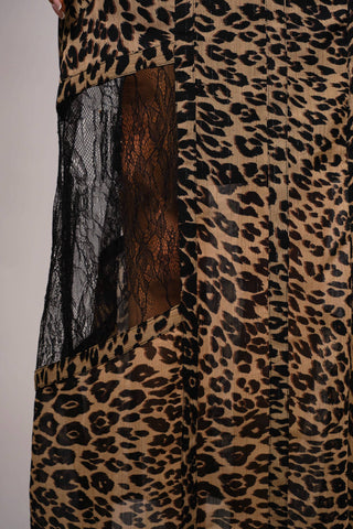 Leopard Lace Panel Maxi Skirt - Born To Glam
