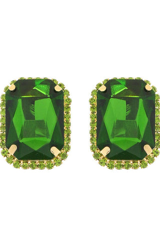 Rhinestone Octagon Cut Crystal Stud Earrings - Born To Glam