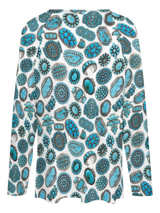 Turquoise Statement Print Long Sleeve Top — Faire photo 3