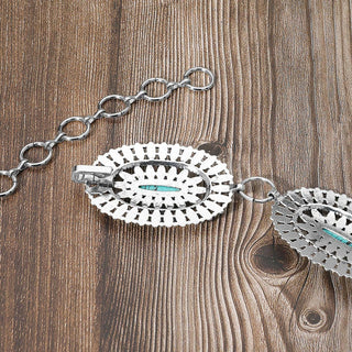 Boho Vintage Western Oval Turquoise Stone Concho Chain Belt - Born To Glam