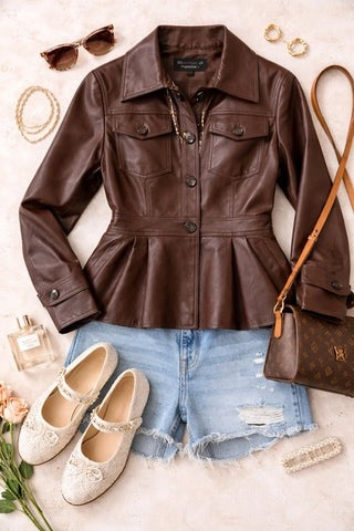 Brown Coffee Atlas Utility Leather Jacket
