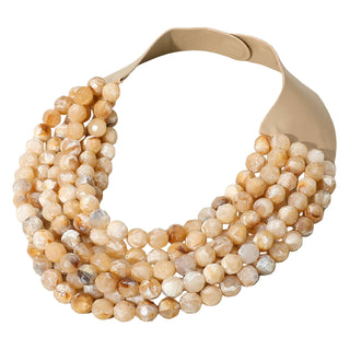 Beaded Multi Layered Faux Leather Magnetic Necklace - Born To Glam