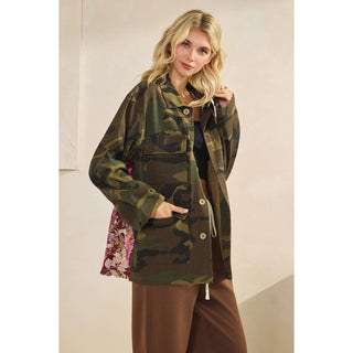 Camo Jacket with Mesh Sequins Contrast