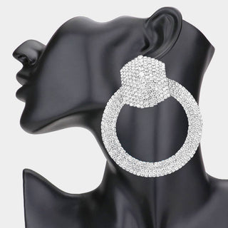 Rhinestone Pave Circle Statement Earrings - Born To Glam
