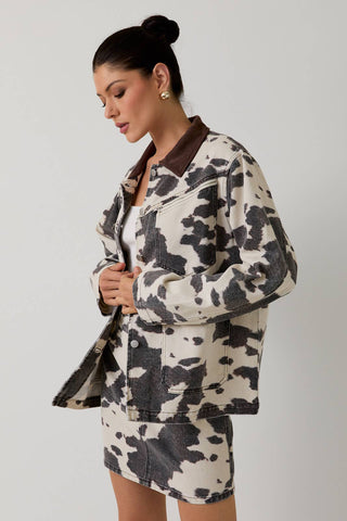 Cow Print Barn Jacket - Born To Glam