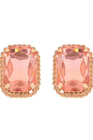 Rhinestone Octagon Cut Crystal Stud Earrings - Born To Glam