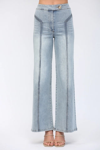 Light Demin High Waisted Wide Leg Jean