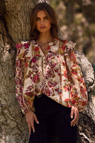 Floral Printed Peasant Blouse - Born To Glam