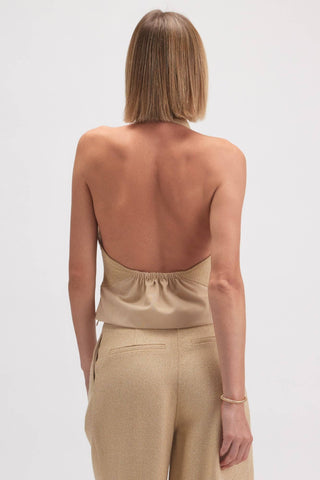 Mixed Media Open Back Halter Top