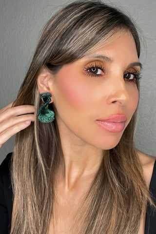 Green, Teal & Brown Small Ruffle Hoops - Born To Glam