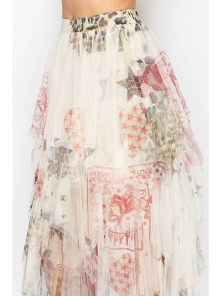 Star Rose Dreamy Tiered Tulle Floaty Hem Skirt - Born To Glam