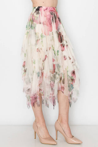 Dreamy Tiered Tulle Midi Skirt With Floaty Hem - 4546 BG/BIG ROSE - Born To Glam