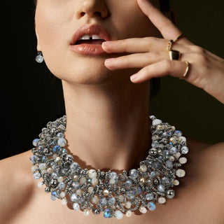 Wire Beaded Collar Necklace - Born To Glam