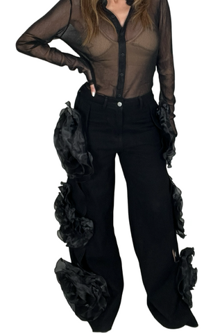 Rosette Wide Leg Jeans - Born To Glam